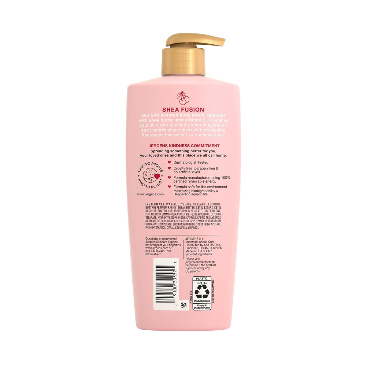 Jergens Shea Fusion Cherry Swirl Body Lotion, Dry Skin, 14 fl oz