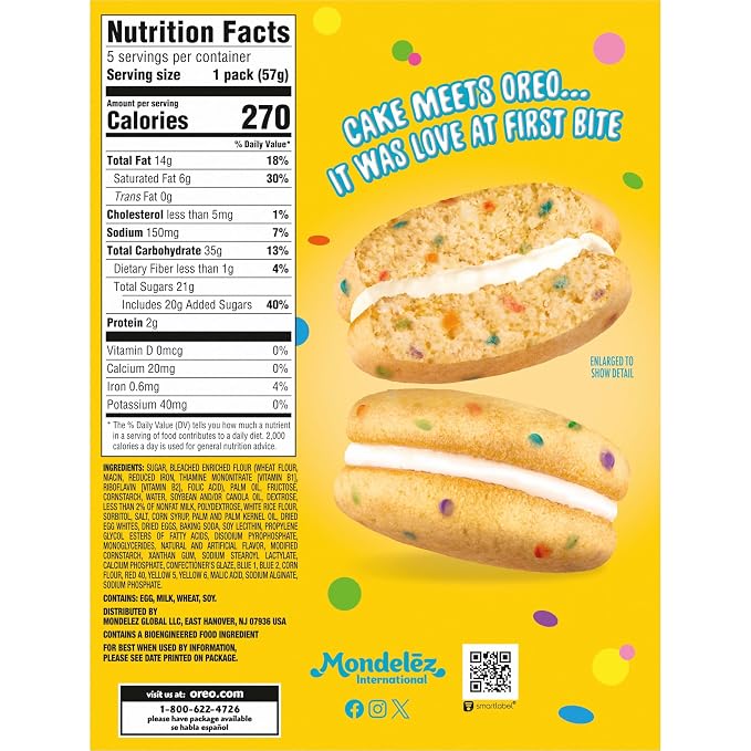 OREO Cakesters Confetti Cake Soft Snack Cakes, 5-2.02 oz Snack Packs