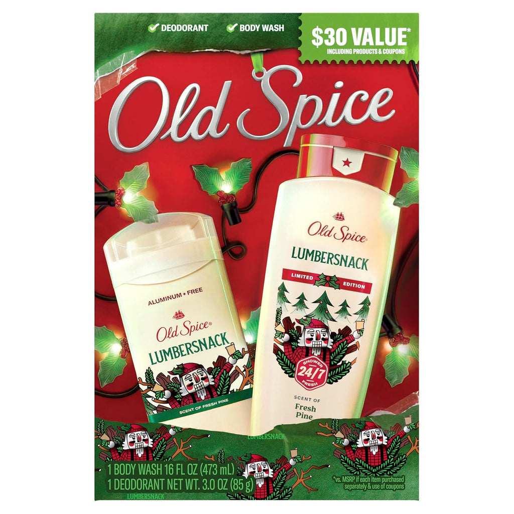Old Spice Holiday Gift Pack for Men, Lumbersnack Personal Care  Body Wash (16oz) & Aluminum Free Deodorant (3oz)