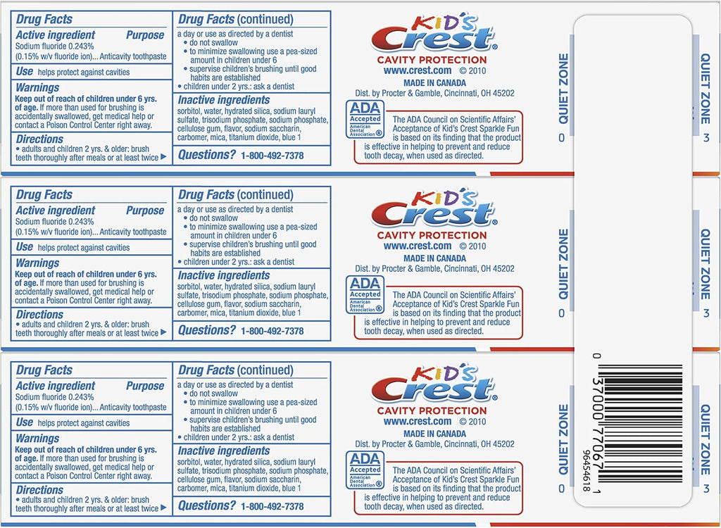 Crest Kid's Cavity Protection Toothpaste 3 Pack